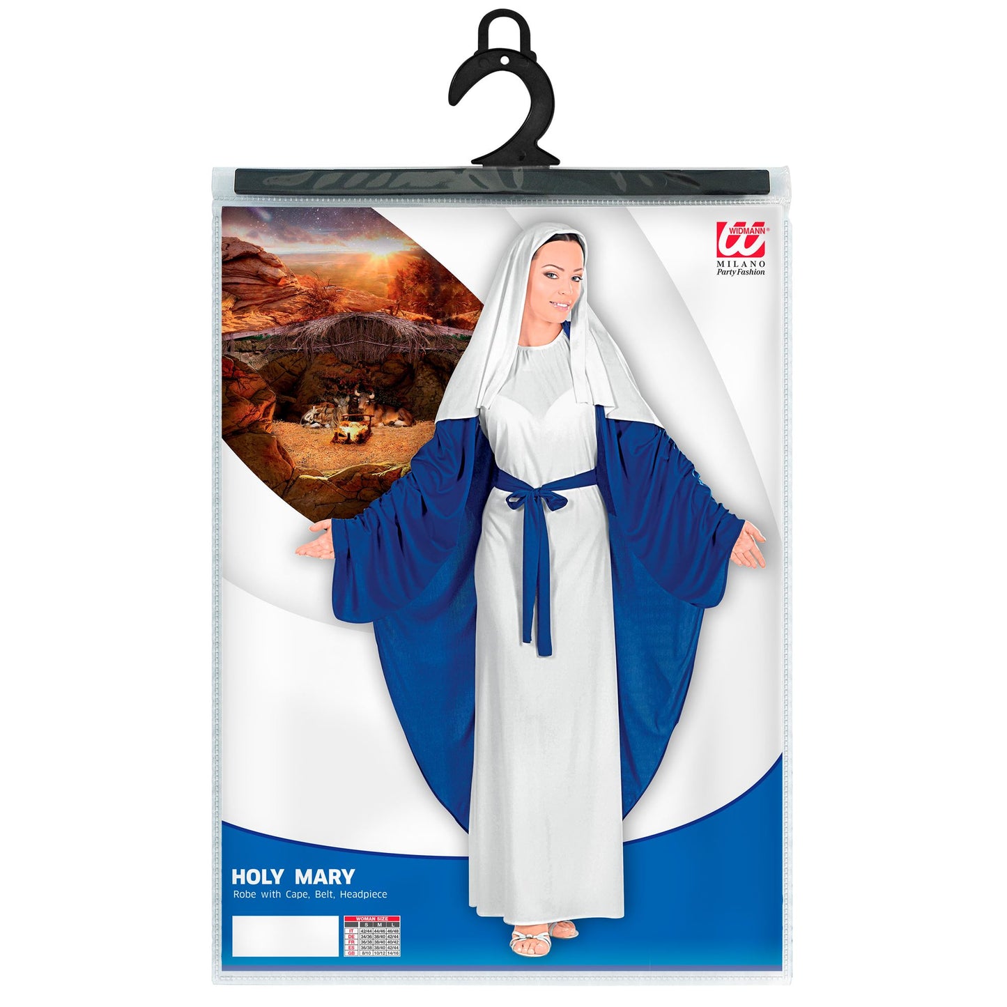 "HEILIGE MARIA" (Tunika mit Umhang, Gürtel, Kopfbedeckung) – Detailansicht
