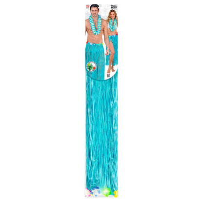 "HELLBLAUER HAWAII BASTROCK MIT BLUMENGÜRTEL" 80 cm - größenverstellbar – Detailansicht