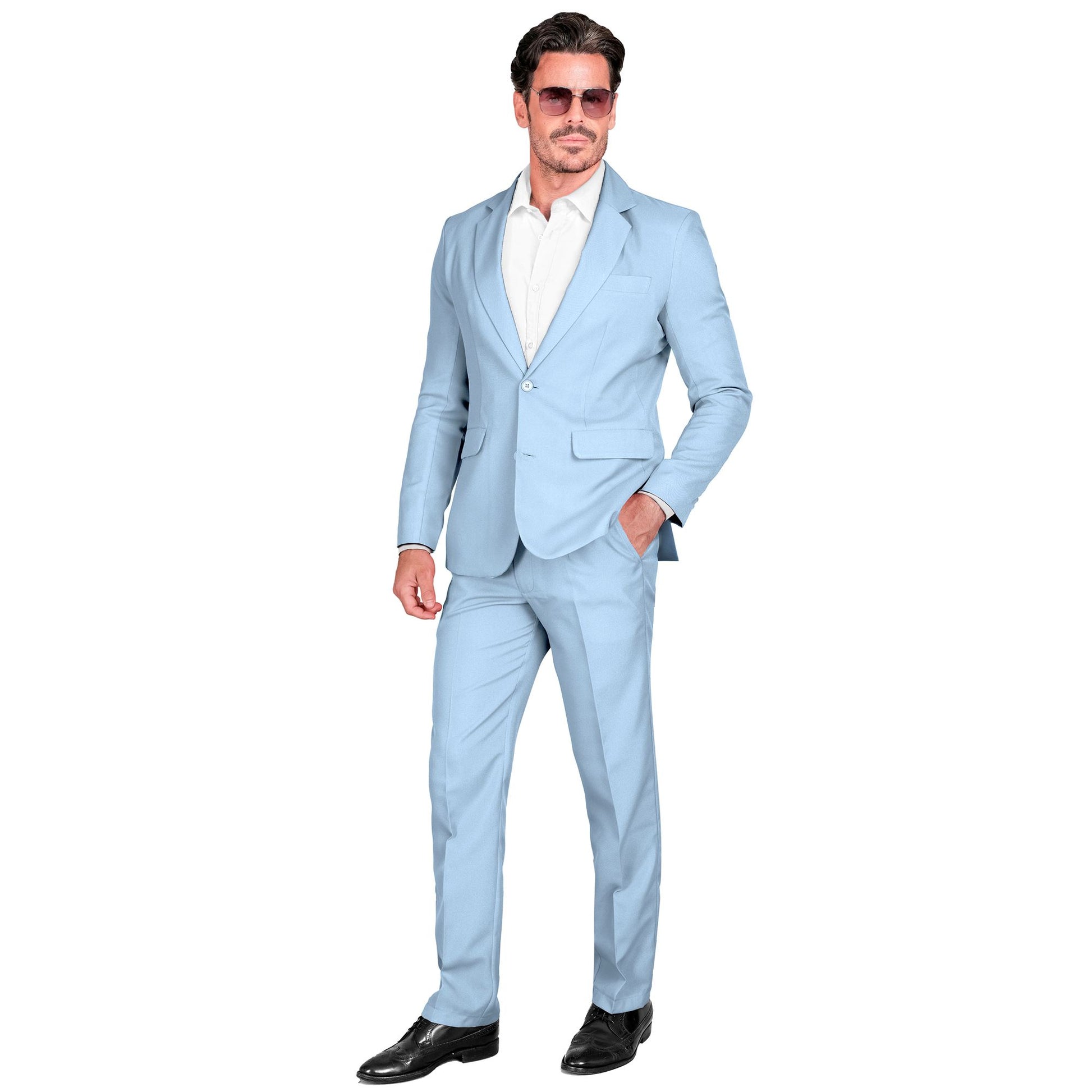 "HELLBLAUER PARTY FASHION ANZUG" (Jackett, Hose) – Vorderansicht