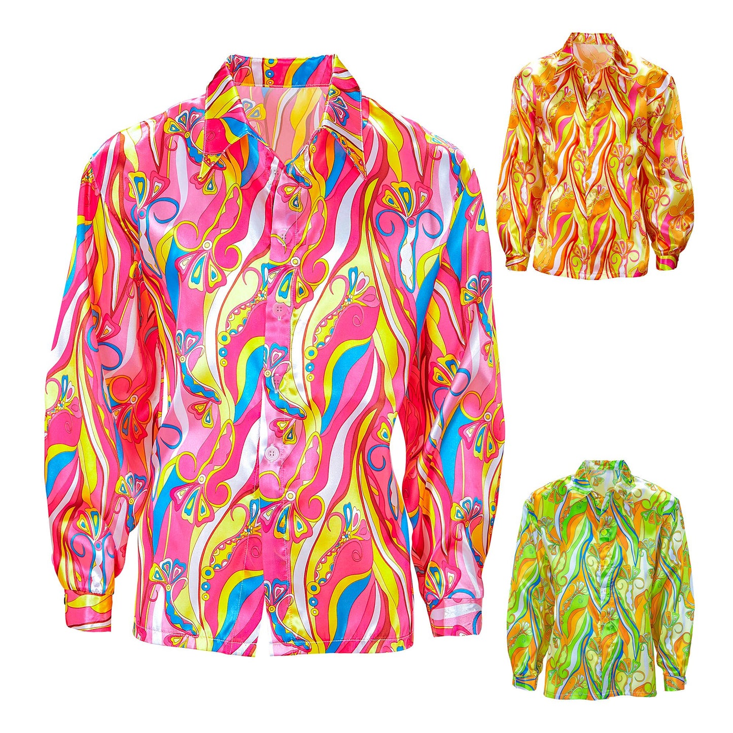"HEMD 70s MOD CHICK" sort. in 3 Farben – Vorderansicht