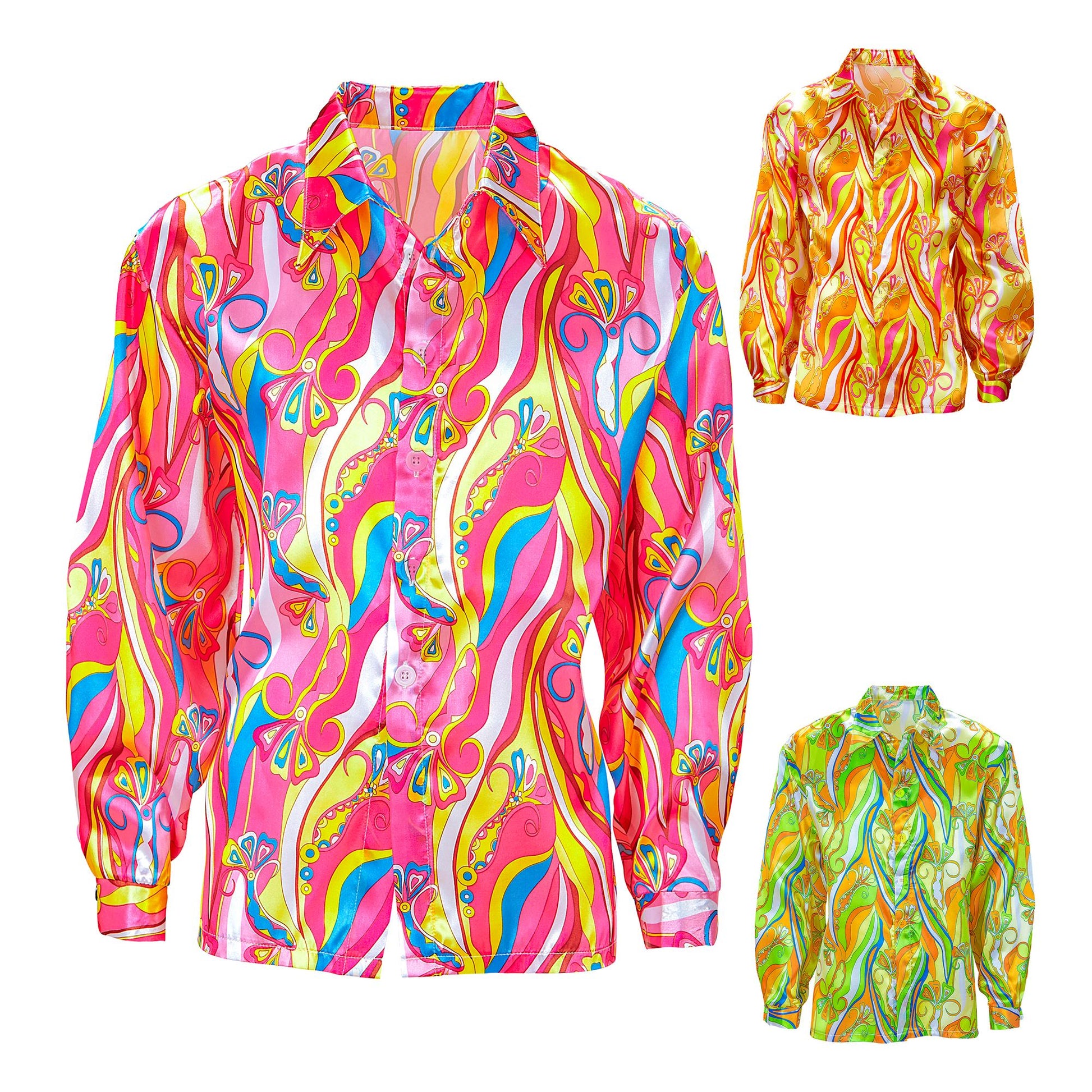 "HEMD 70s MOD CHICK" sort. in 3 Farben – Vorderansicht