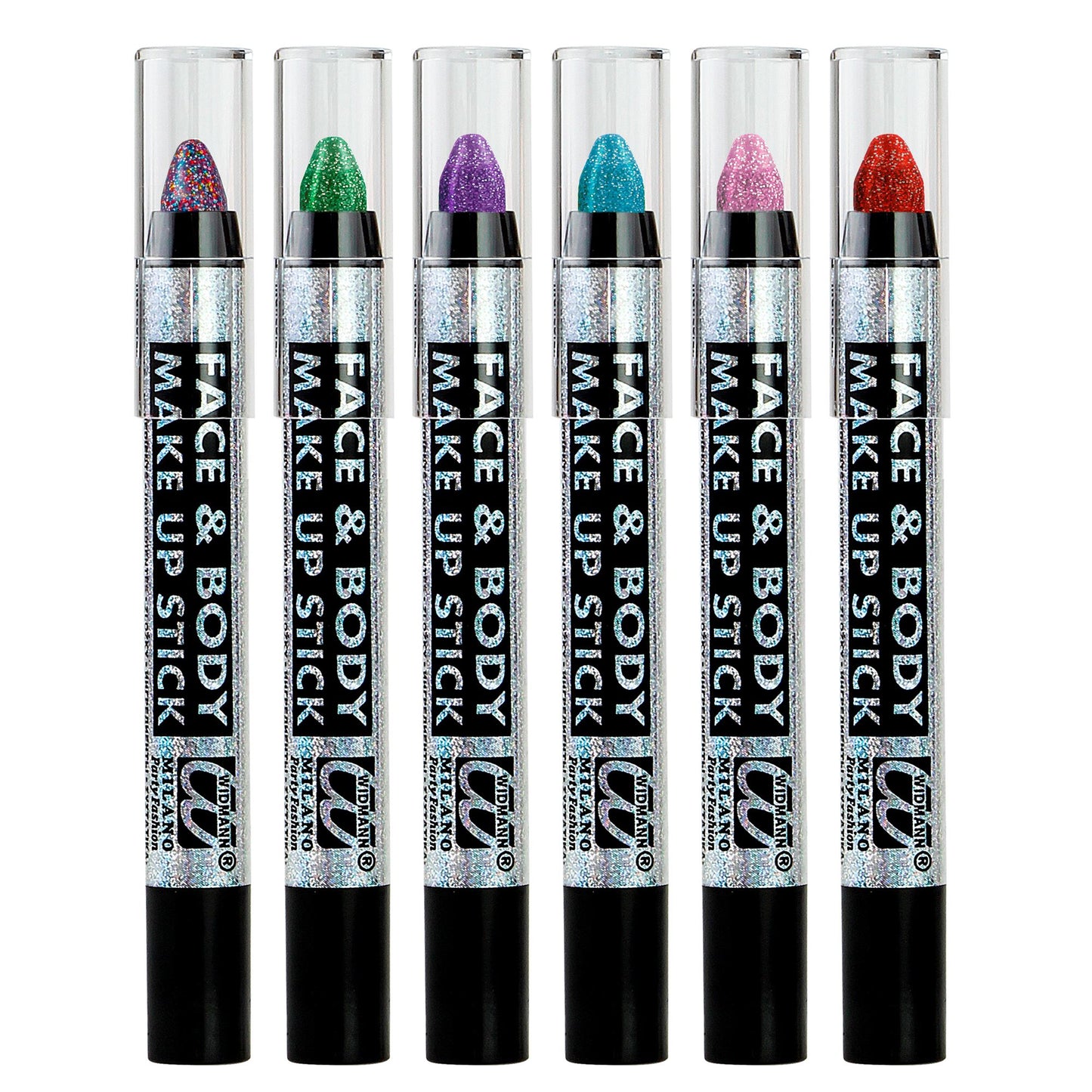 "HERAUSDREHBARER SCHMINKSTIFT - FARBLICH SORTIERT" - 3,5 ml - (rot, blau, grün, violett, rosa, mehrfarbig) – Detailansicht