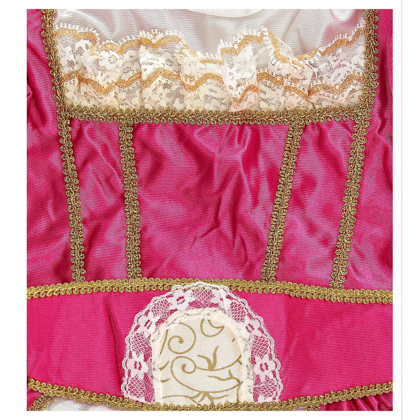 "HERZOGIN VON YORK" (Kleid mit Petticoat, Umhang mit Kapuze) – Detailansicht