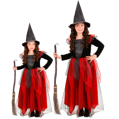 "HEXE" schwarz/bordeaux - (Kleid, Hut) – Vorderansicht