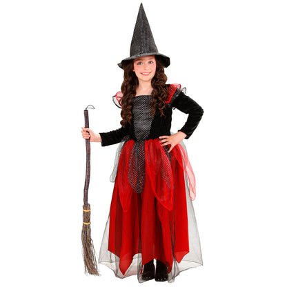 "HEXE" schwarz/bordeaux - (Kleid, Hut) – Detailansicht
