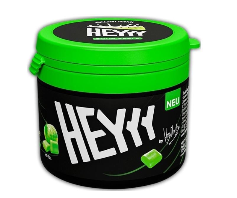 Heyyy Kaugummi Sour Apple 68 g Dose mit grünem Apfelgeschmack