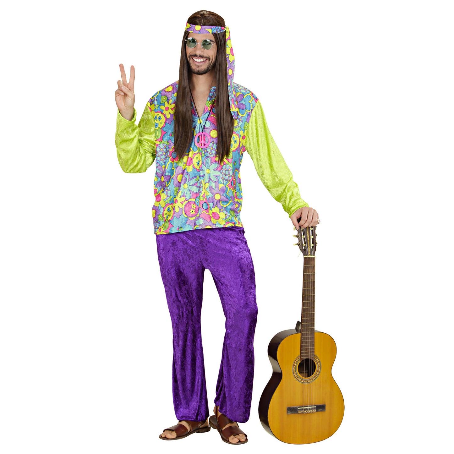 "HIPPIE BOY" aus Samt (Hemd, Hose,Stirnband) – Vorderansicht