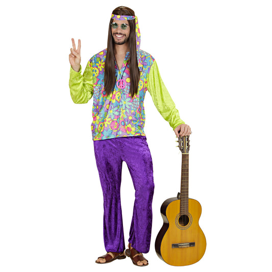 "HIPPIE BOY" aus Samt (Hemd, Hose,Stirnband) – Vorderansicht