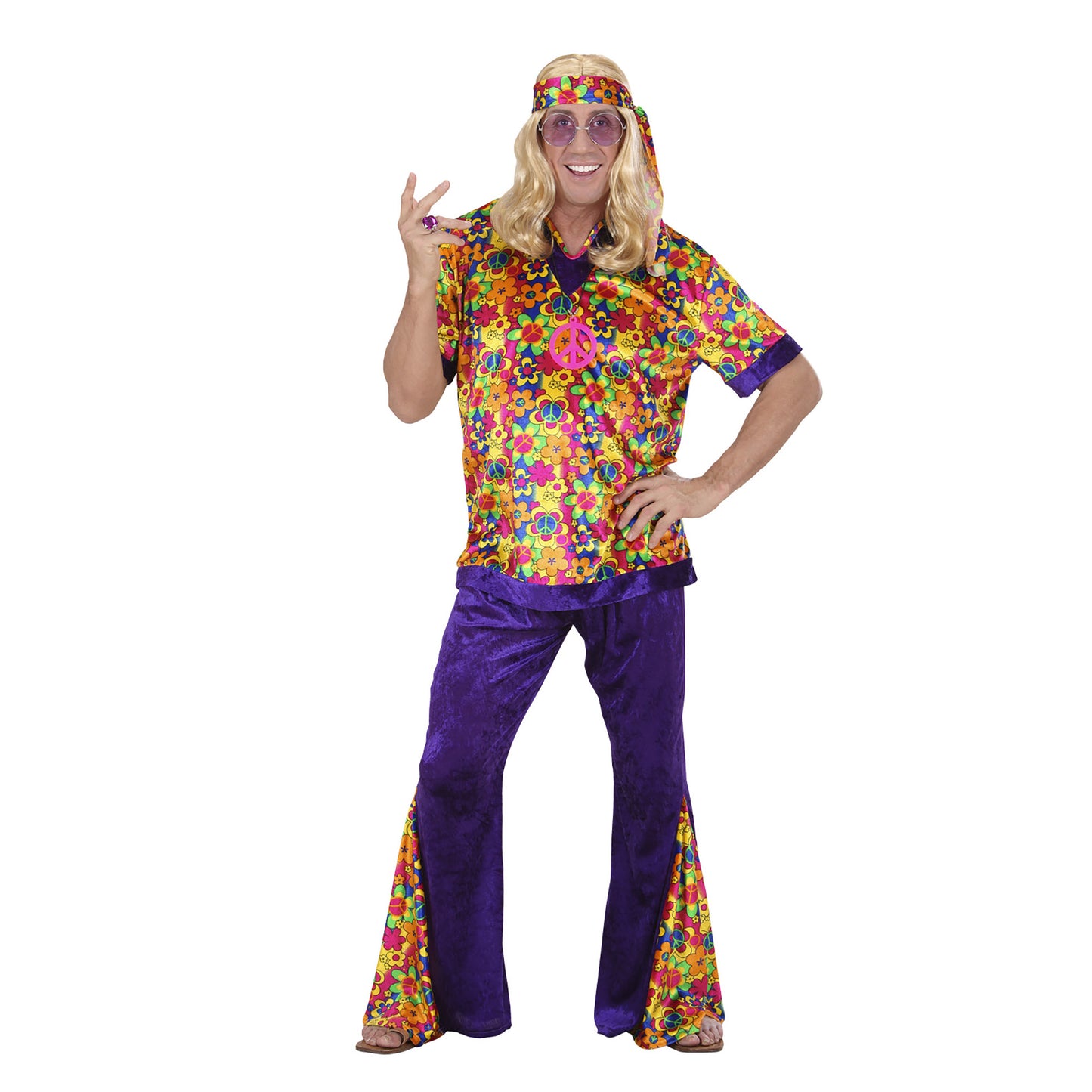"HIPPIE DUDE" aus Samt (Hemd, Hose, Stirnband) – Detailansicht
