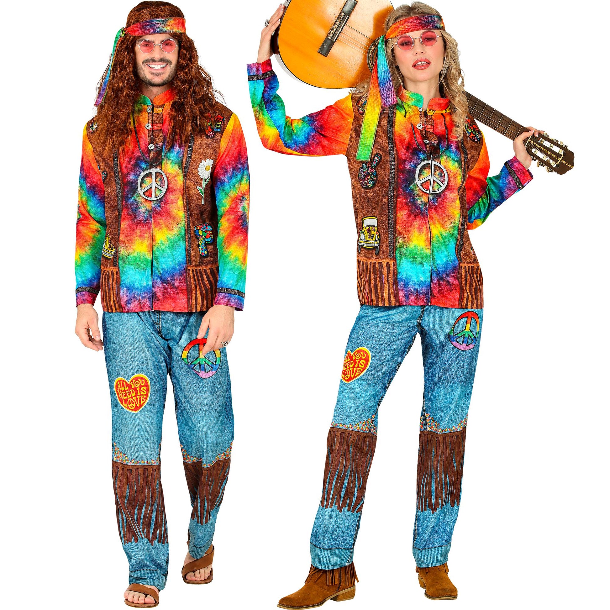 "HIPPIE FAST COSTUME" (Oberteil, Hose, Stirnband) – Detailansicht