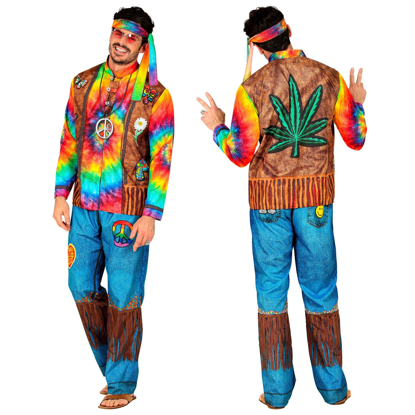 "HIPPIE FAST COSTUME" (Oberteil, Hose, Stirnband) – Ansicht 6