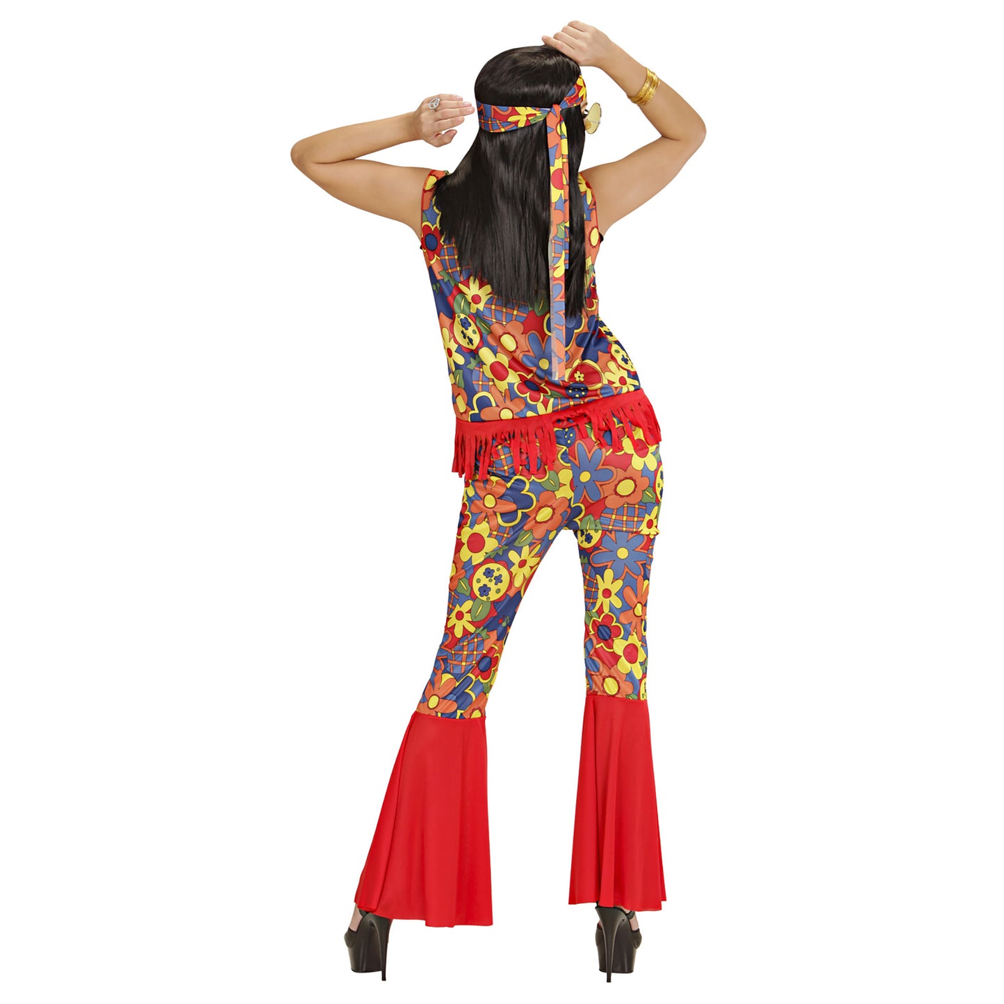 "HIPPIE FRAU" (Top, Weste, Hose, Kopftuch, Kette mit Medaillon) – Ansicht 3