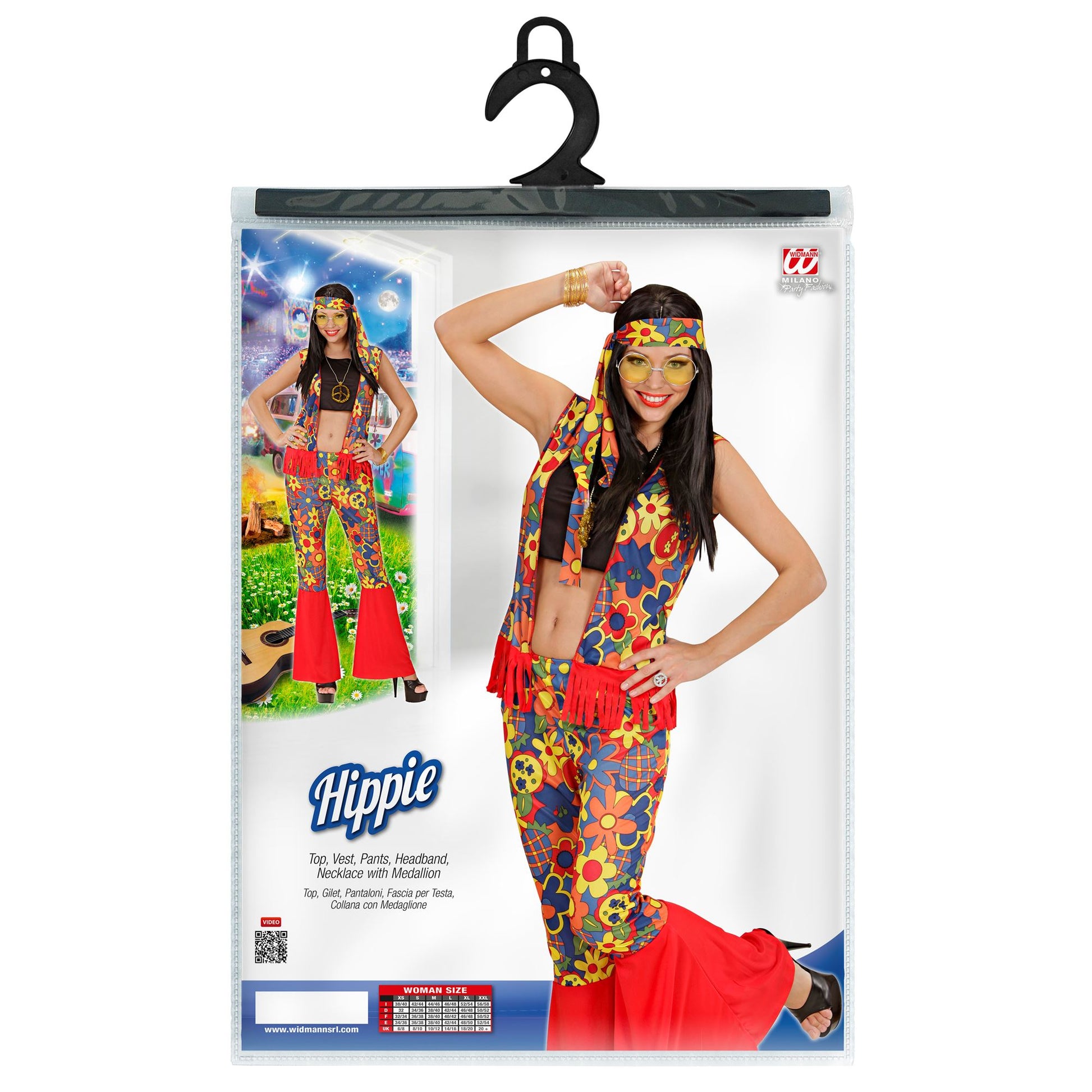 "HIPPIE FRAU" (Top, Weste, Hose, Kopftuch, Kette mit Medaillon) – Ansicht 4