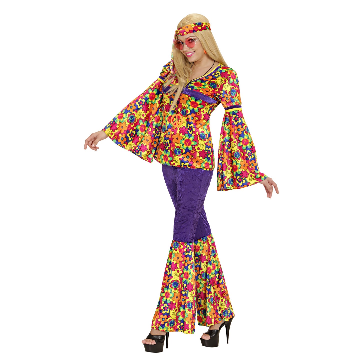 "HIPPIE GIRL" aus Samt (Oberteil, Hose, Stirnband) – Detailansicht