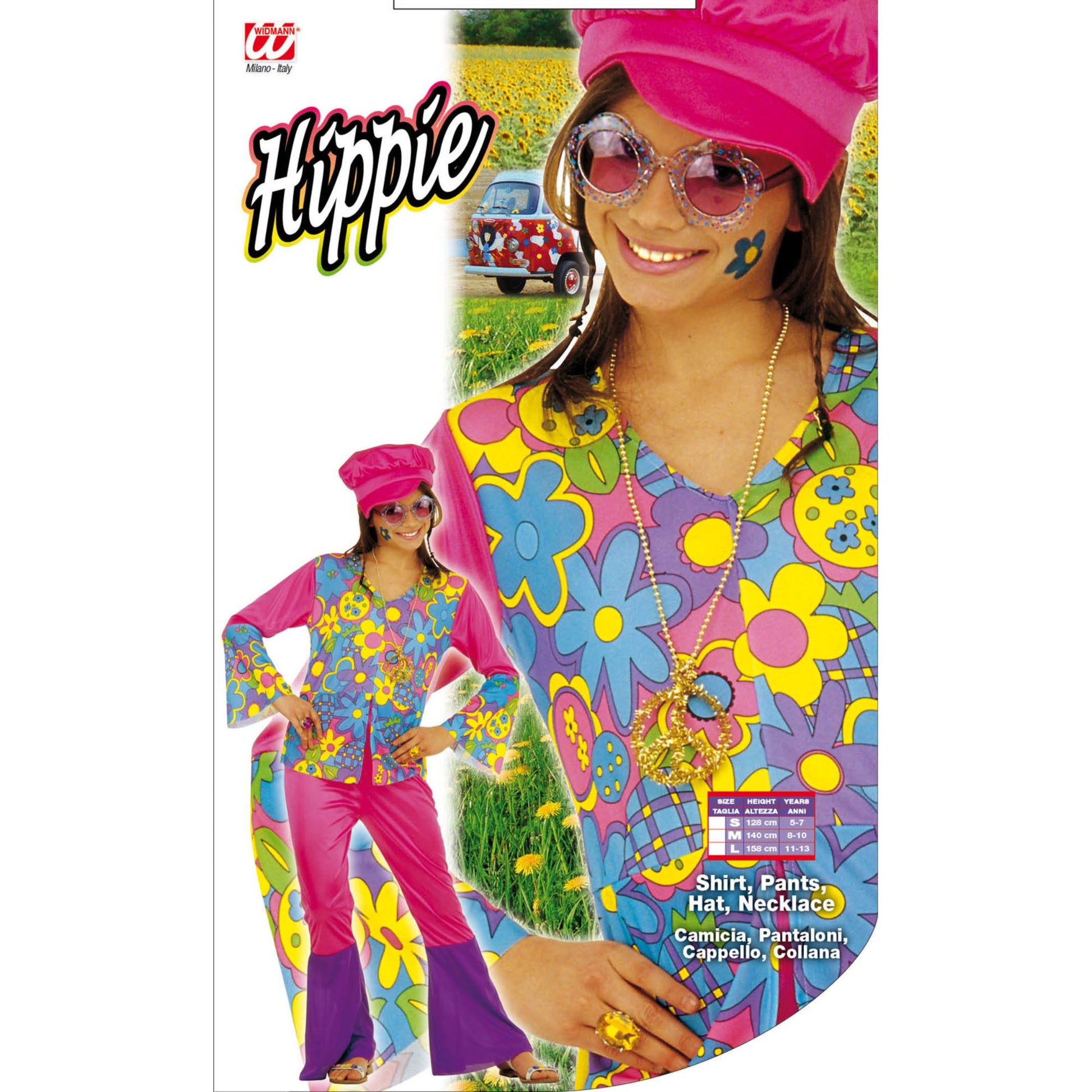 "HIPPIE GIRL" (Bluse, Hose, Hut, Kette) – Detailansicht