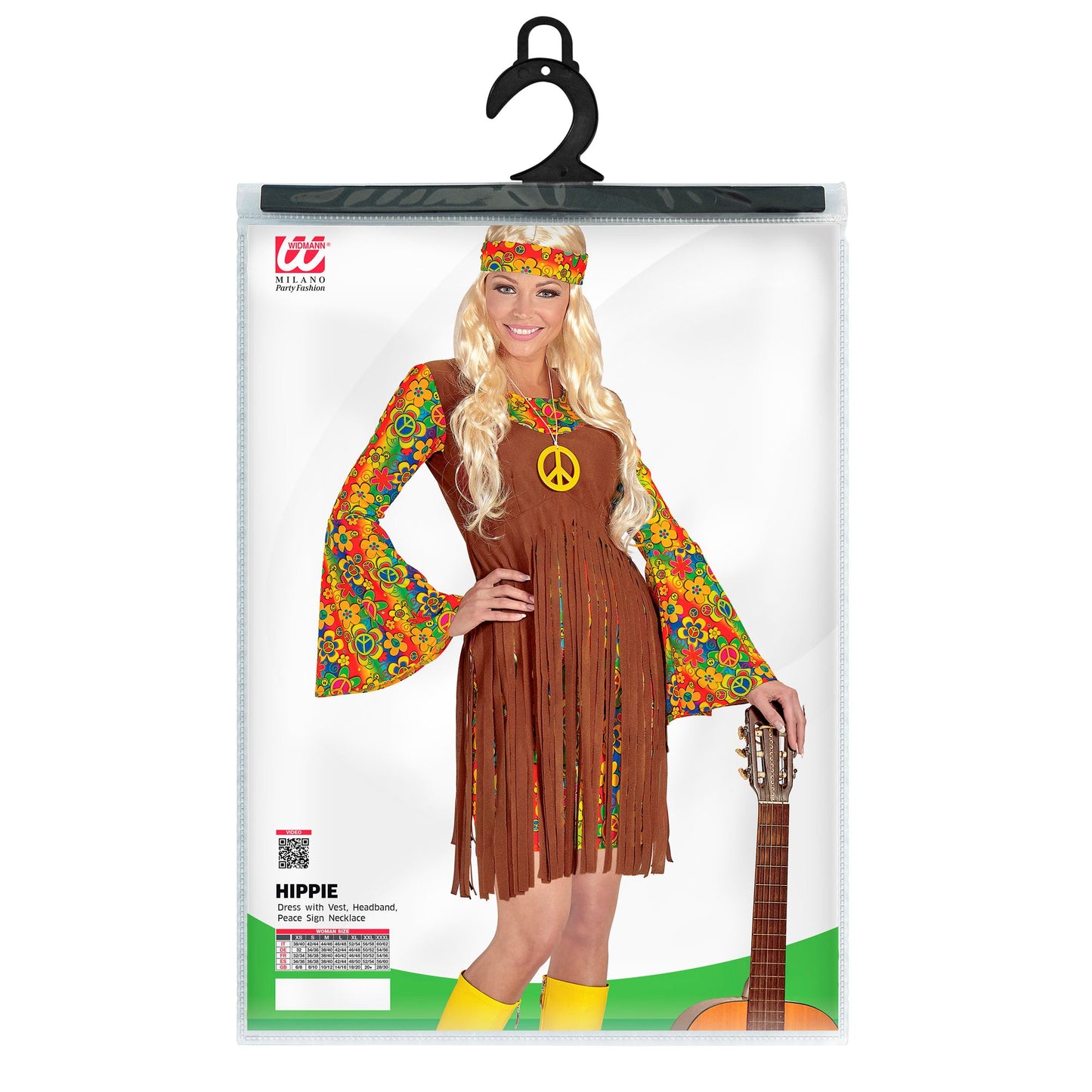"HIPPIE GIRL" (Kleid mit Weste, Stirnband, Kette mit Peace-Zeichen) – Ansicht 5