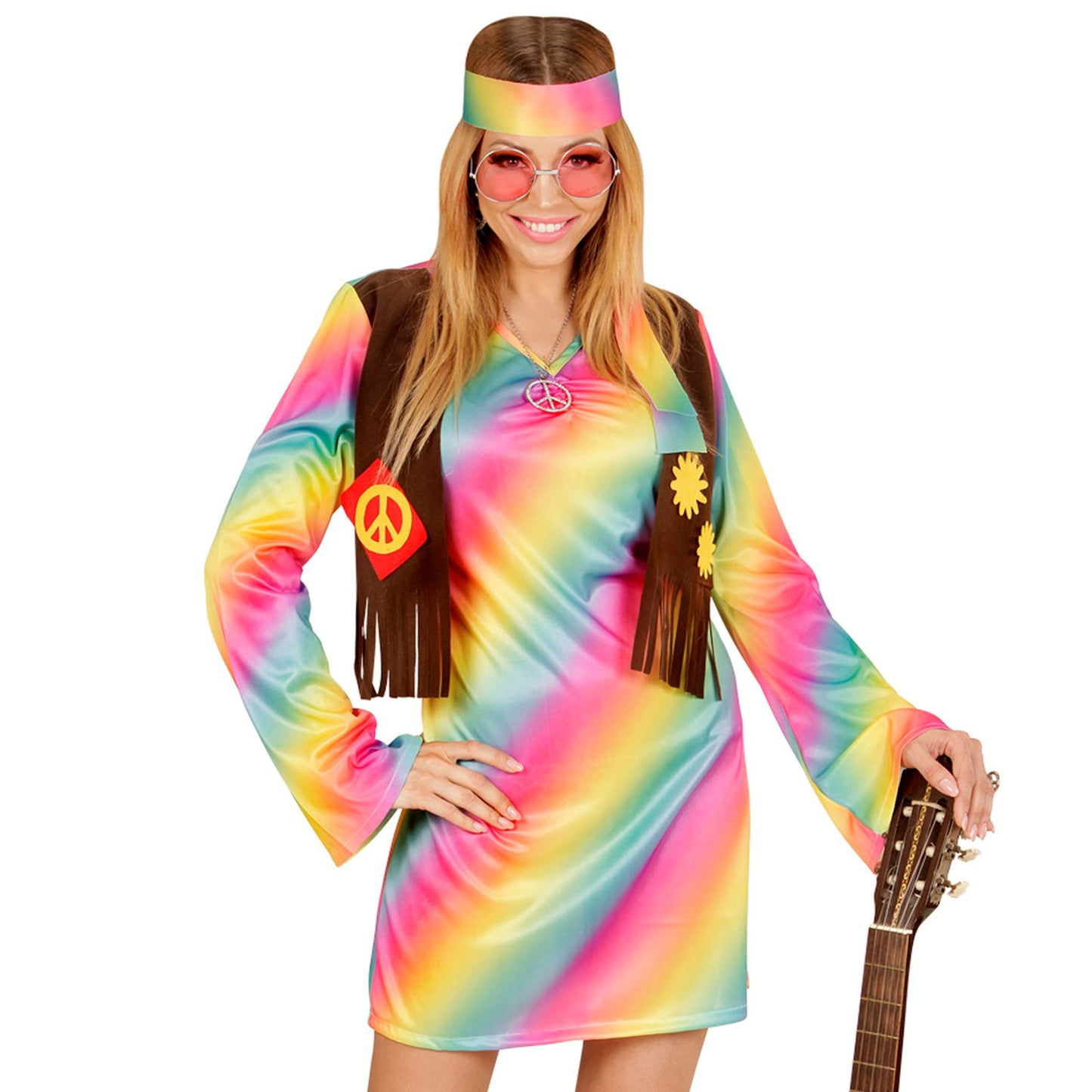 "HIPPIE GIRL" (Kleid mit Weste, Stirnband) – Vorderansicht