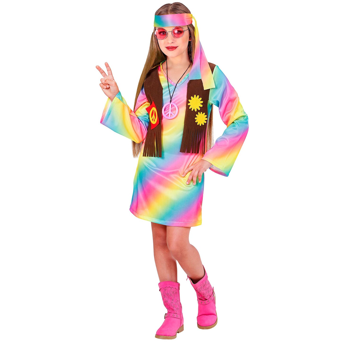 "HIPPIE GIRL" (Kleid mit Weste, Stirnband) – Vorderansicht