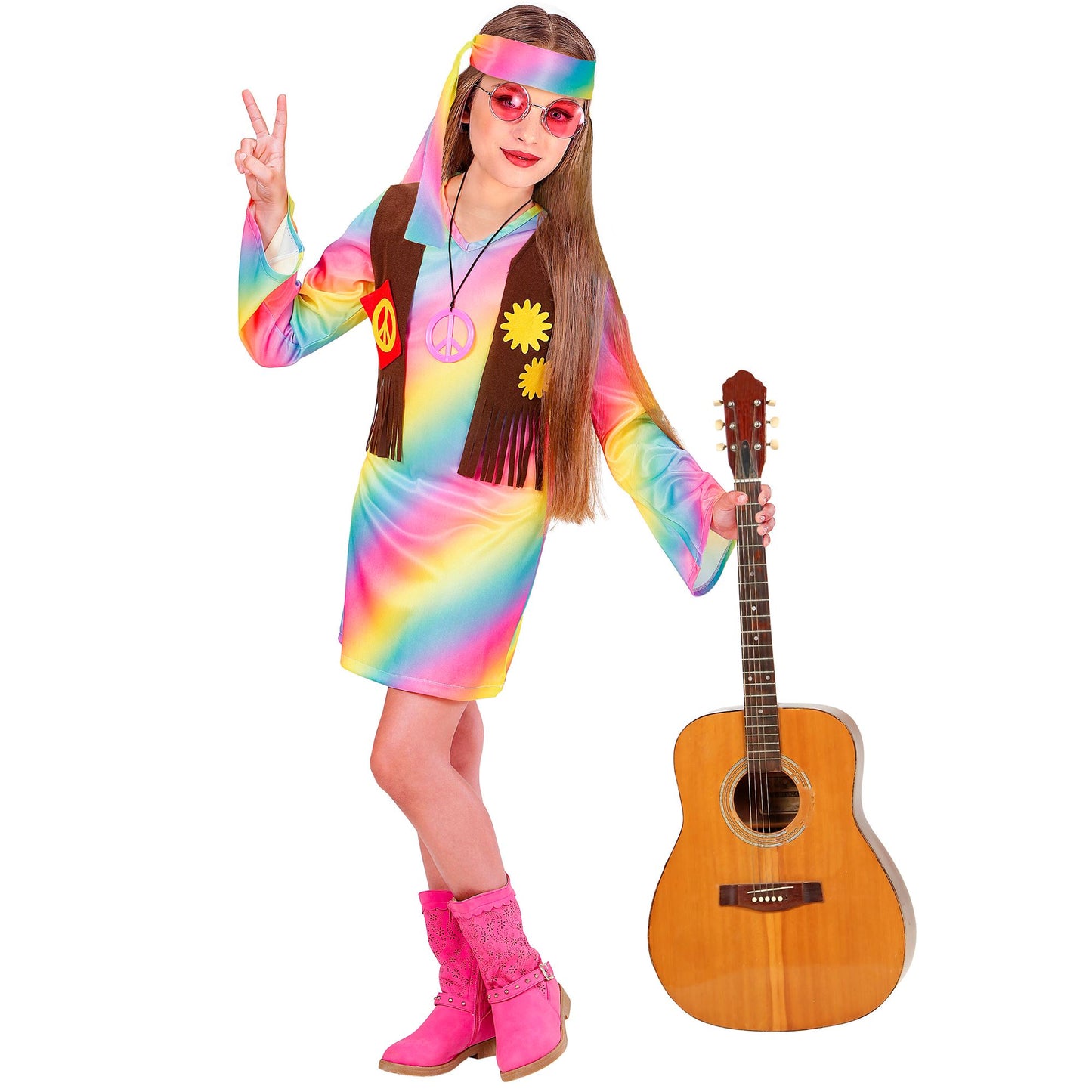 "HIPPIE GIRL" (Kleid mit Weste, Stirnband) – Detailansicht