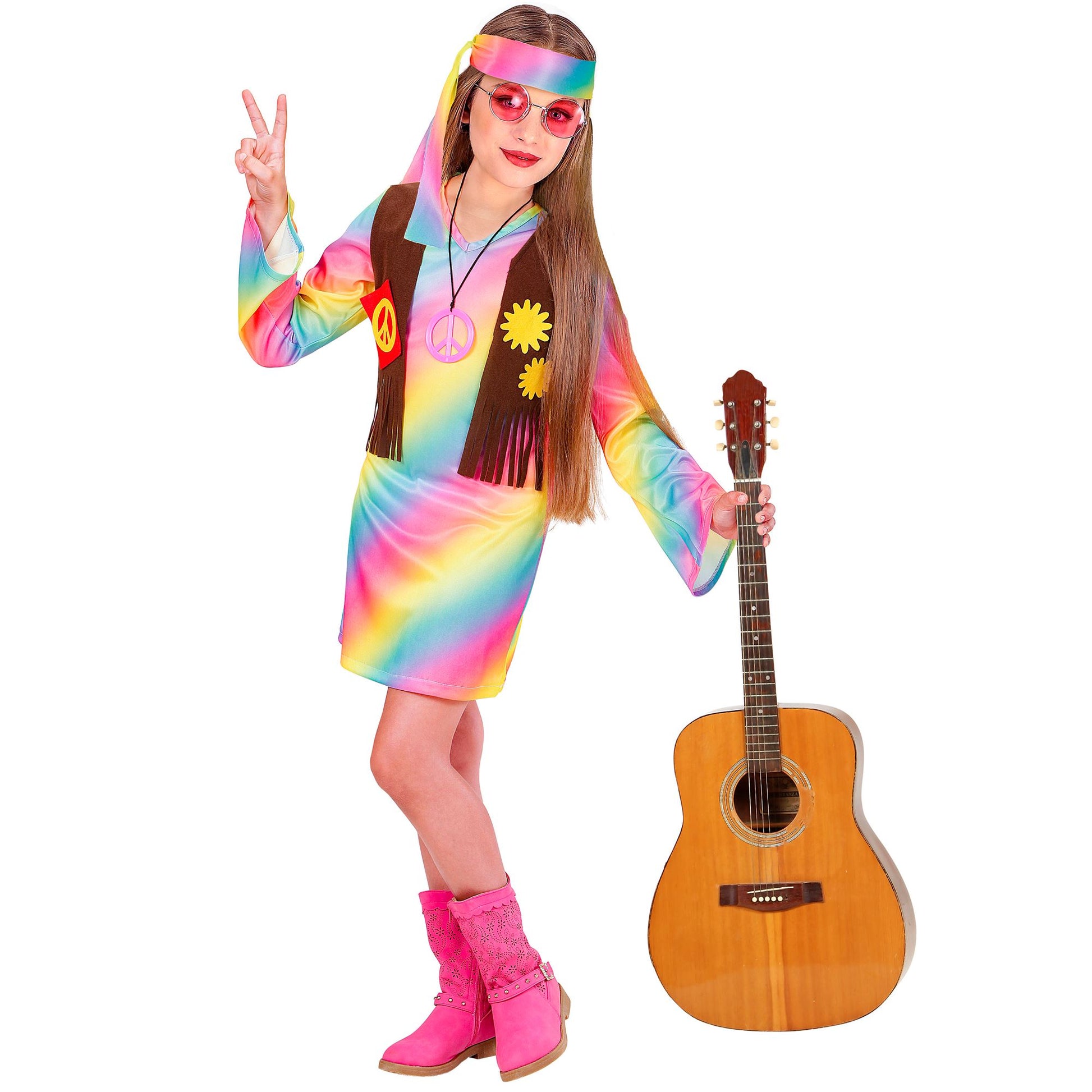 "HIPPIE GIRL" (Kleid mit Weste, Stirnband) – Detailansicht