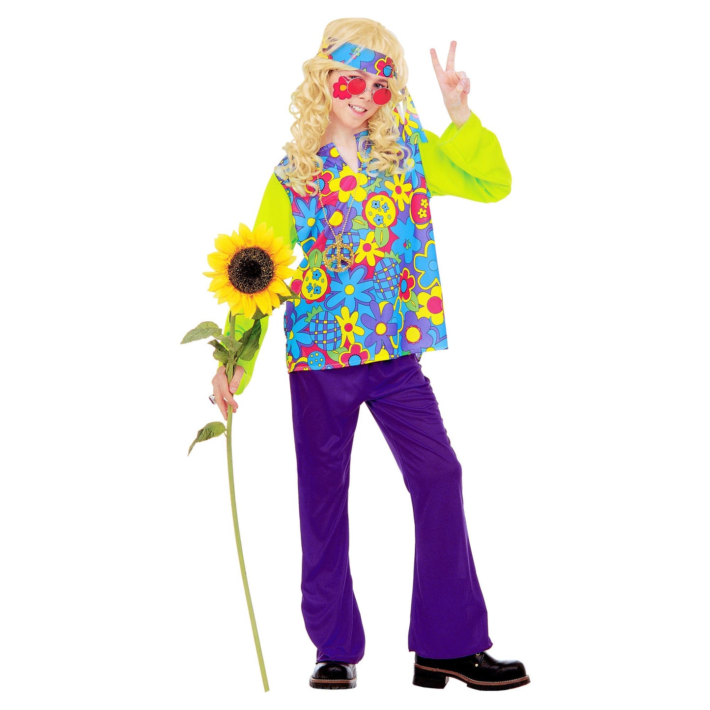 "HIPPIE" (Hemd, Hose, Kopftuch, Kette) – Vorderansicht