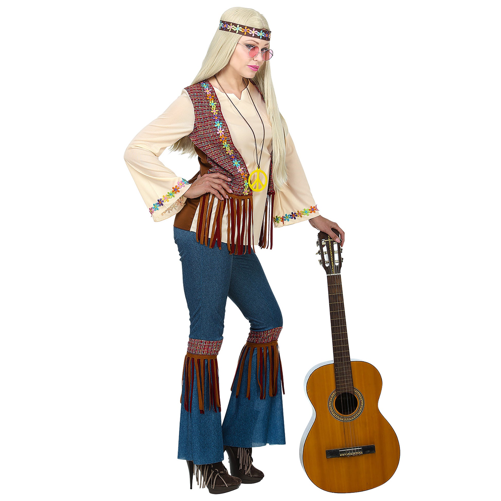 "HIPPIE" (Hemd mit Weste, Hose, Stirnband, Kette) – Detailansicht