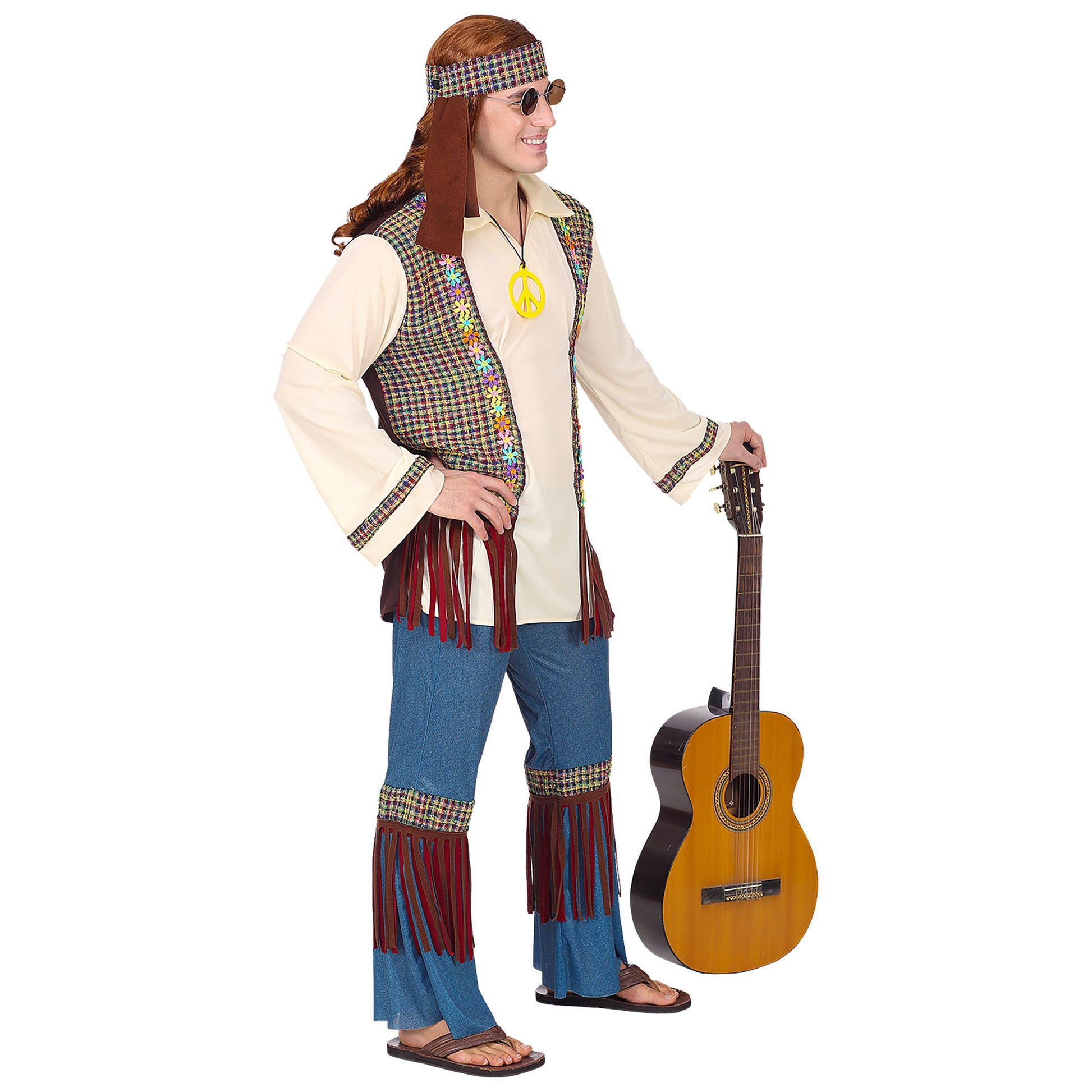 "HIPPIE" (Hemd mit Weste, Hose, Stirnband, Kette) – Detailansicht