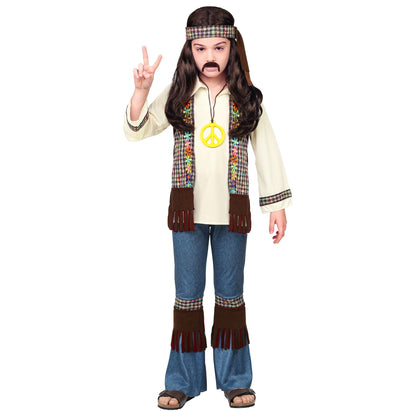 "HIPPIE" (Hemd mit Weste, Hose, Stirnband, Kette) – Detailansicht