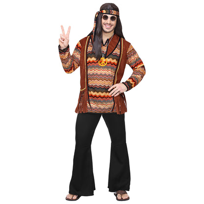 "HIPPIE" (Hemd mit Weste, Hose, Stirnband, Kette) – Detailansicht
