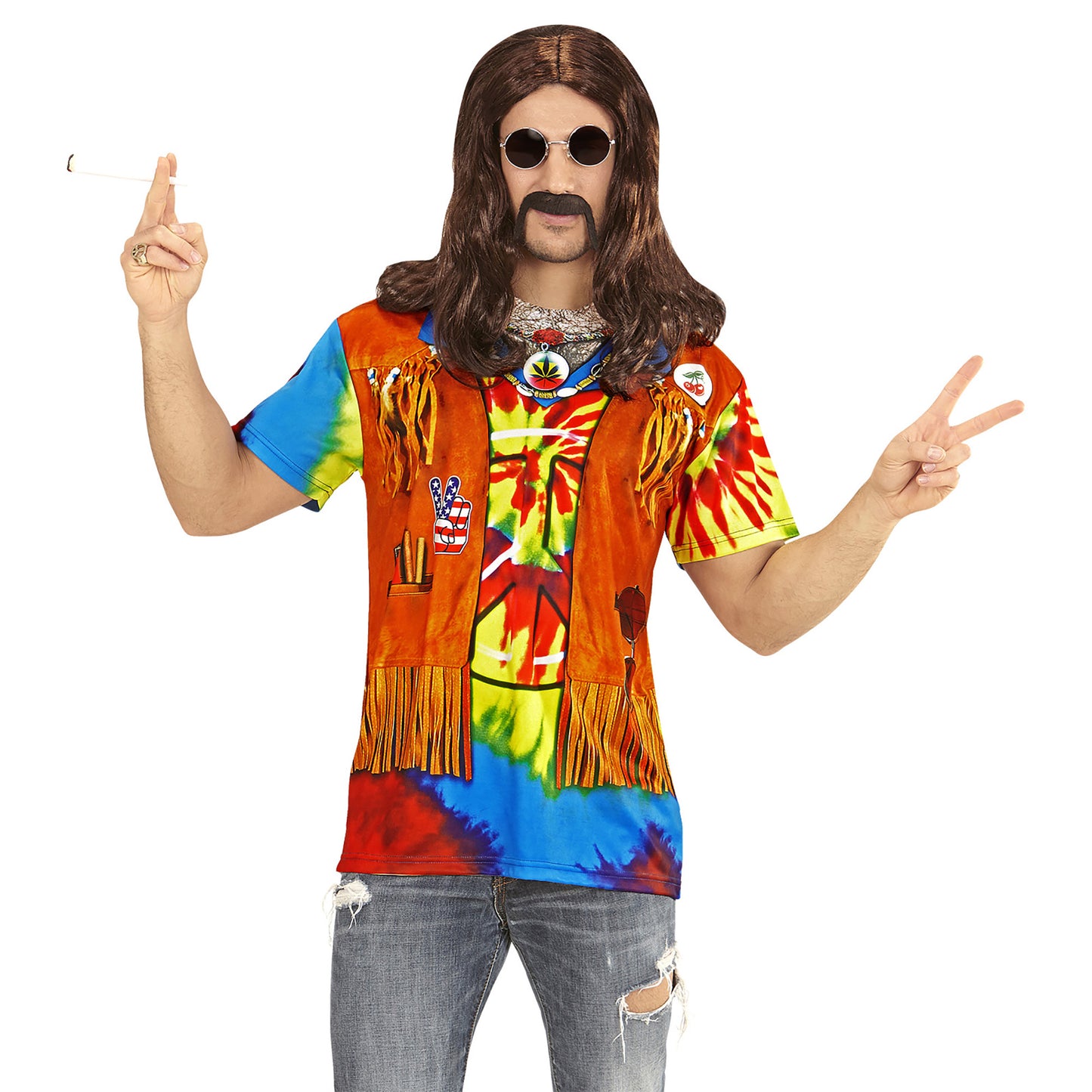 "HIPPIE" (in Fotosublimation bedrucktes T-Shirt) – Detailansicht