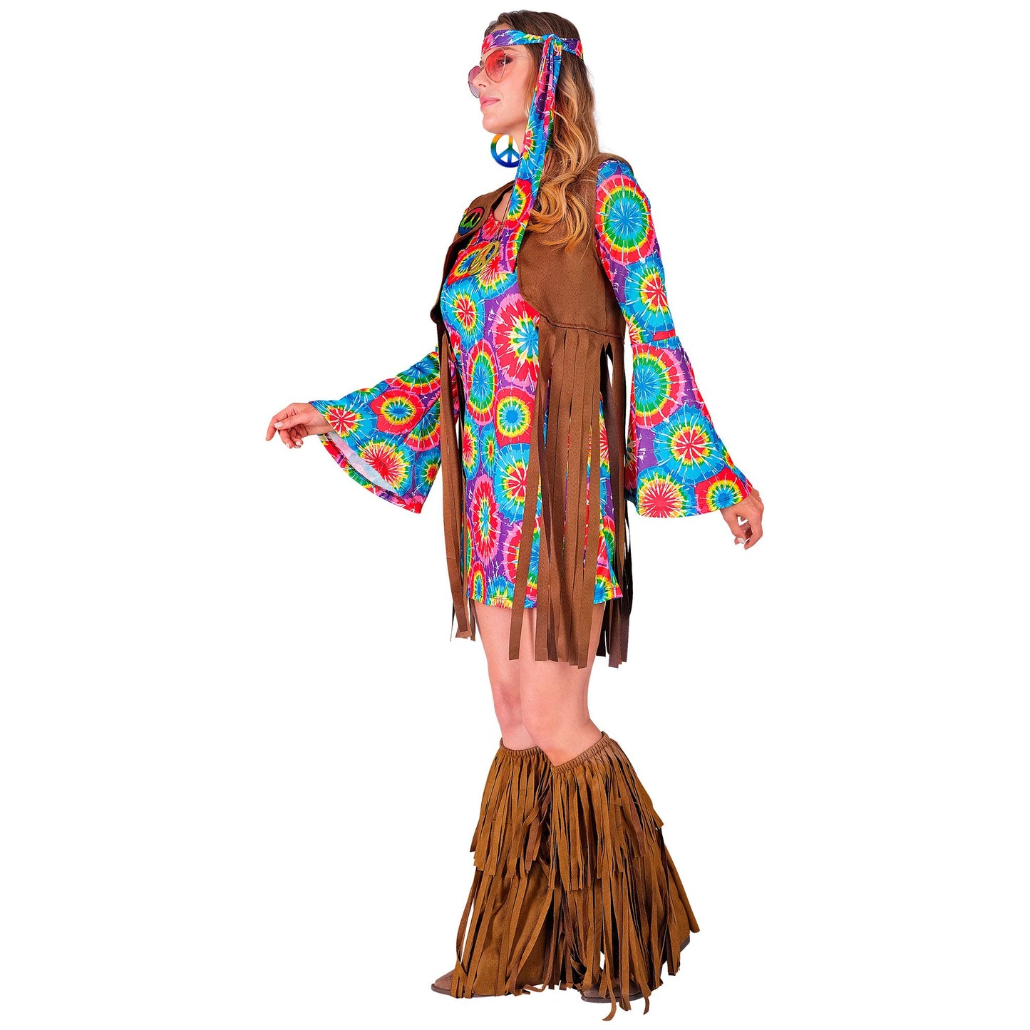 "HIPPIE" (Kleid, Weste, Stirnband, Peace-Zeichen Kette) – Ansicht 4
