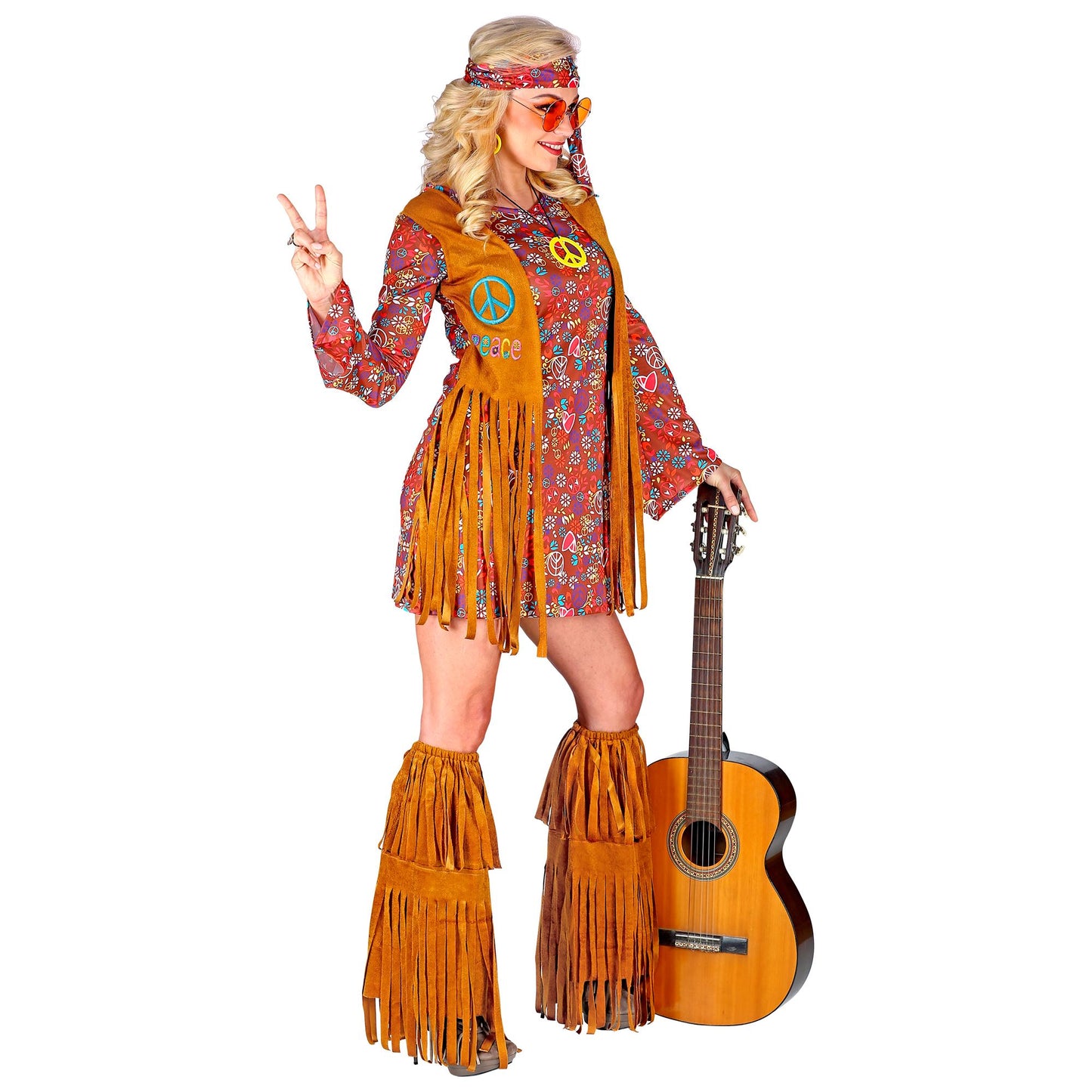 "HIPPIE" (Kleid, Weste, Stirnband, Stiefelüberzieher mit Fransen) – Ansicht 3