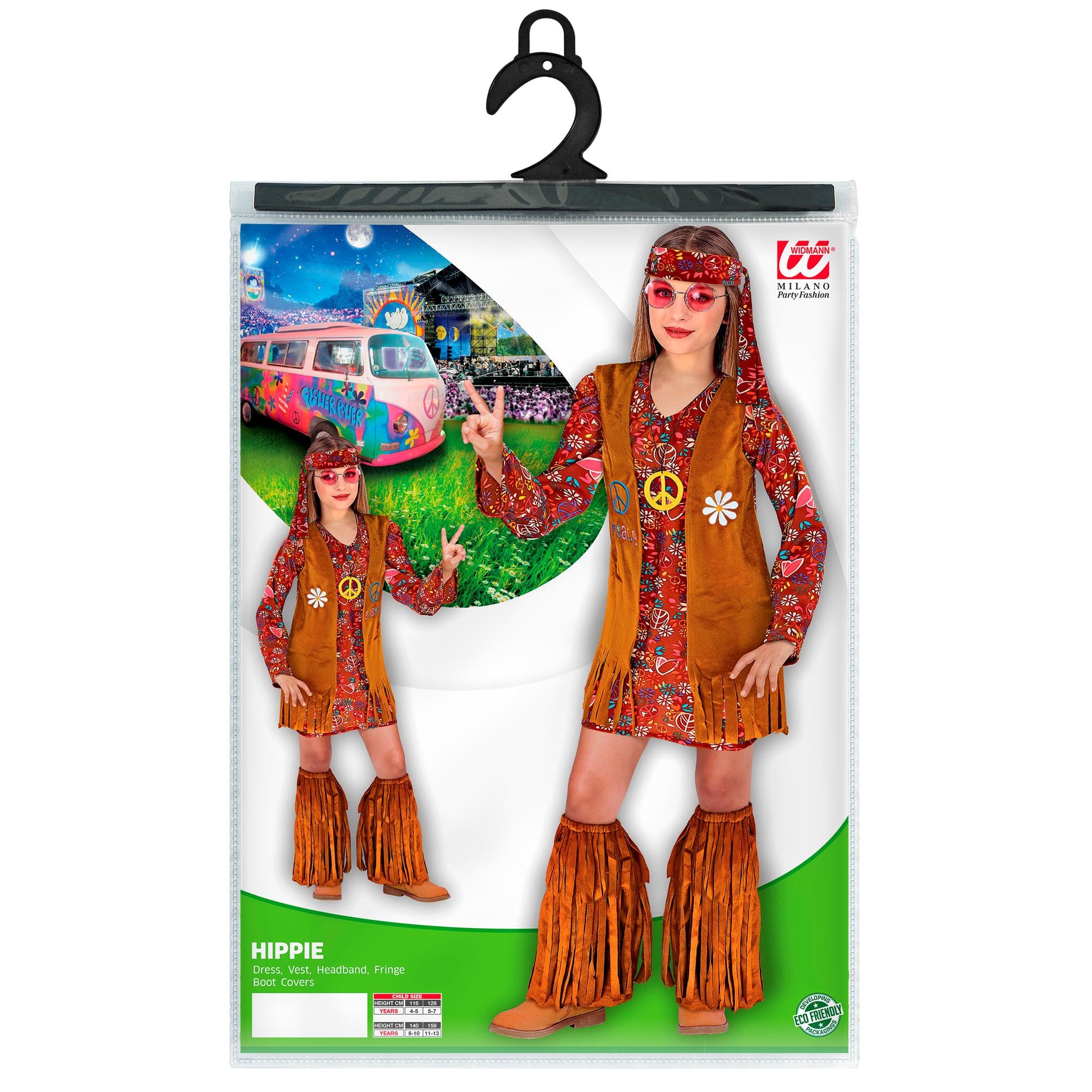 "HIPPIE" (Kleid, Weste, Stirnband, Stiefelüberzieher mit Fransen) – Ansicht 3