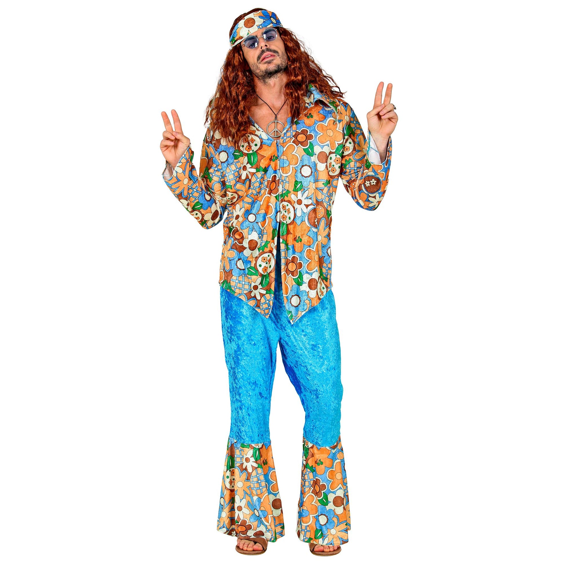 "HIPPIE MAN" aus Samt (Hemd, Hose,Stirnband) – Detailansicht