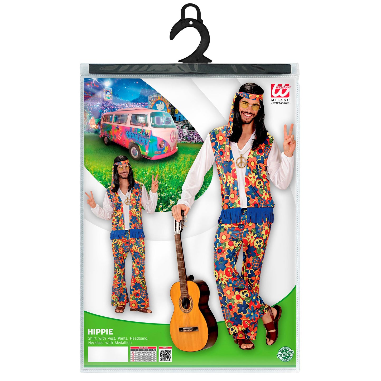 "HIPPIE MAN" (Hemd mit Weste, Hose, Kopftuch, Kette mit Peacezeichen) – Ansicht 4