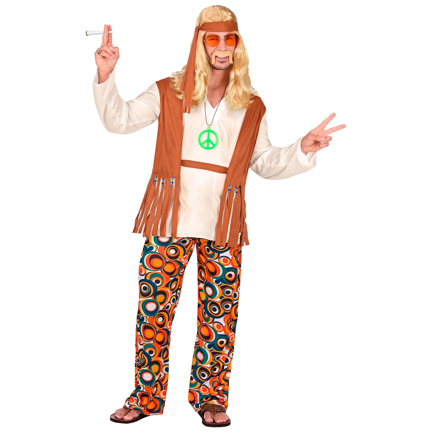 "HIPPIE" (Oberteil mit Weste, Hose, Gürtel, Stirnband) – Detailansicht