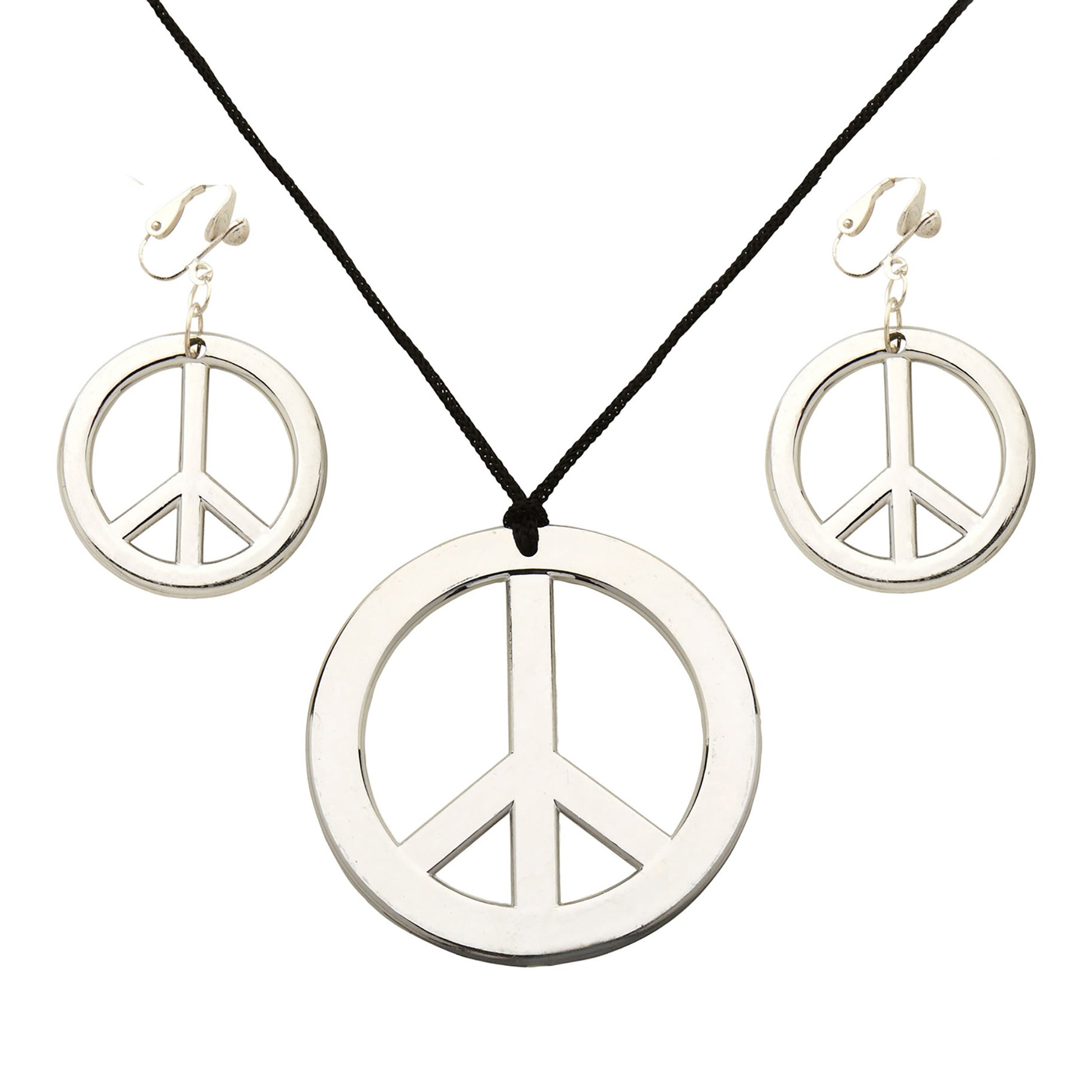 "HIPPIE SET PEACE KETTE & OHRRINGE" – Vorderansicht