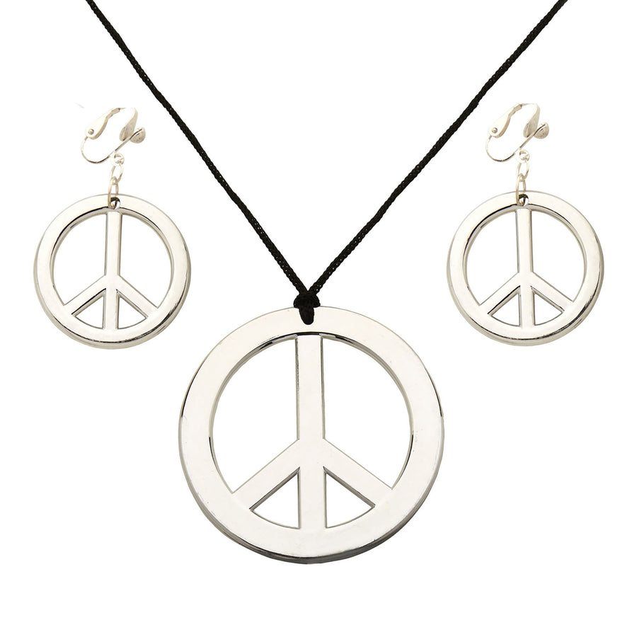 "HIPPIE SET PEACE KETTE & OHRRINGE" – Vorderansicht