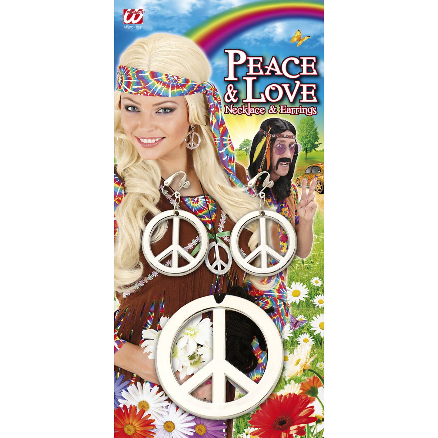 "HIPPIE SET PEACE KETTE & OHRRINGE" – Detailansicht