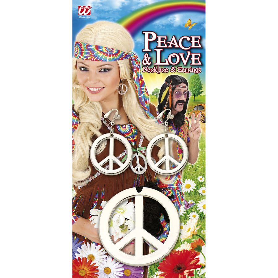 "HIPPIE SET PEACE KETTE & OHRRINGE" – Detailansicht