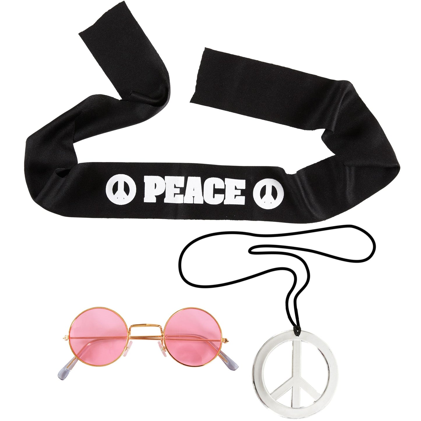 "HIPPIE SET" (Stirnband, Brille, Kette) – Vorderansicht