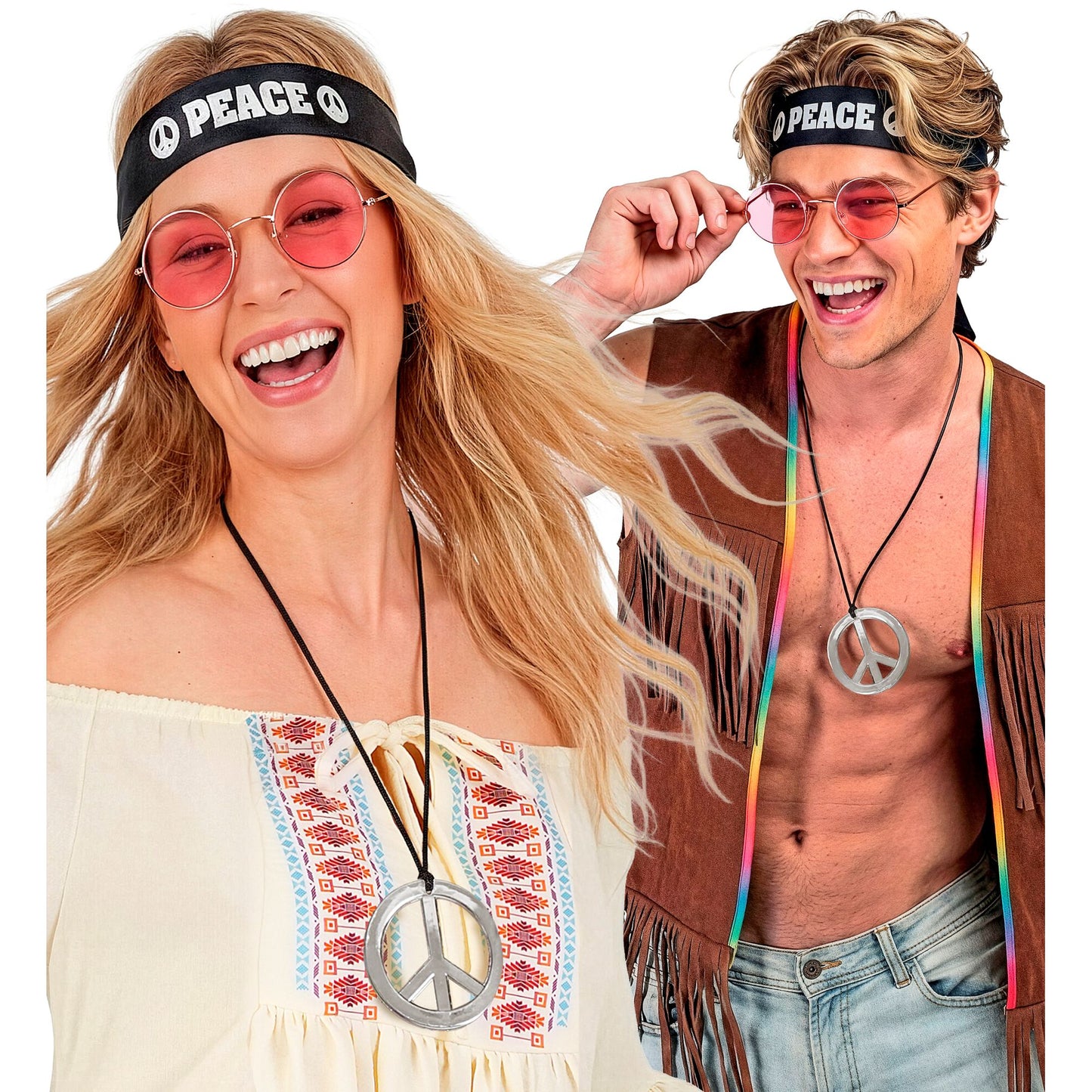 "HIPPIE SET" (Stirnband, Brille, Kette) – Detailansicht