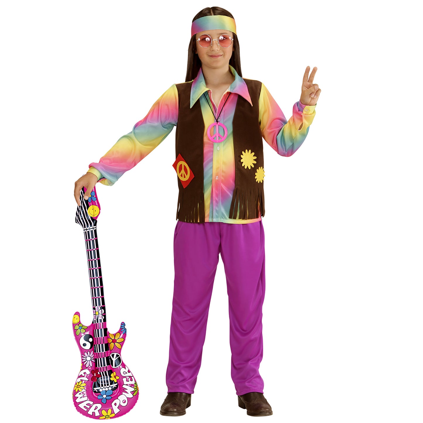 "HIPPIE" (Shirt mit Weste, Hose, Stirnband) – Detailansicht