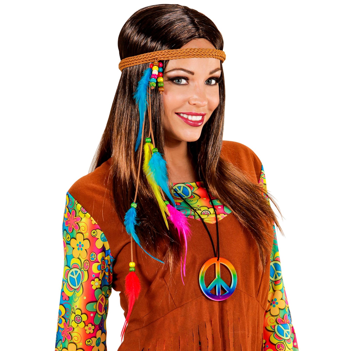 "HIPPIE STIRNBAND MIT BUNTEN PERLEN & FEDERN" – Detailansicht