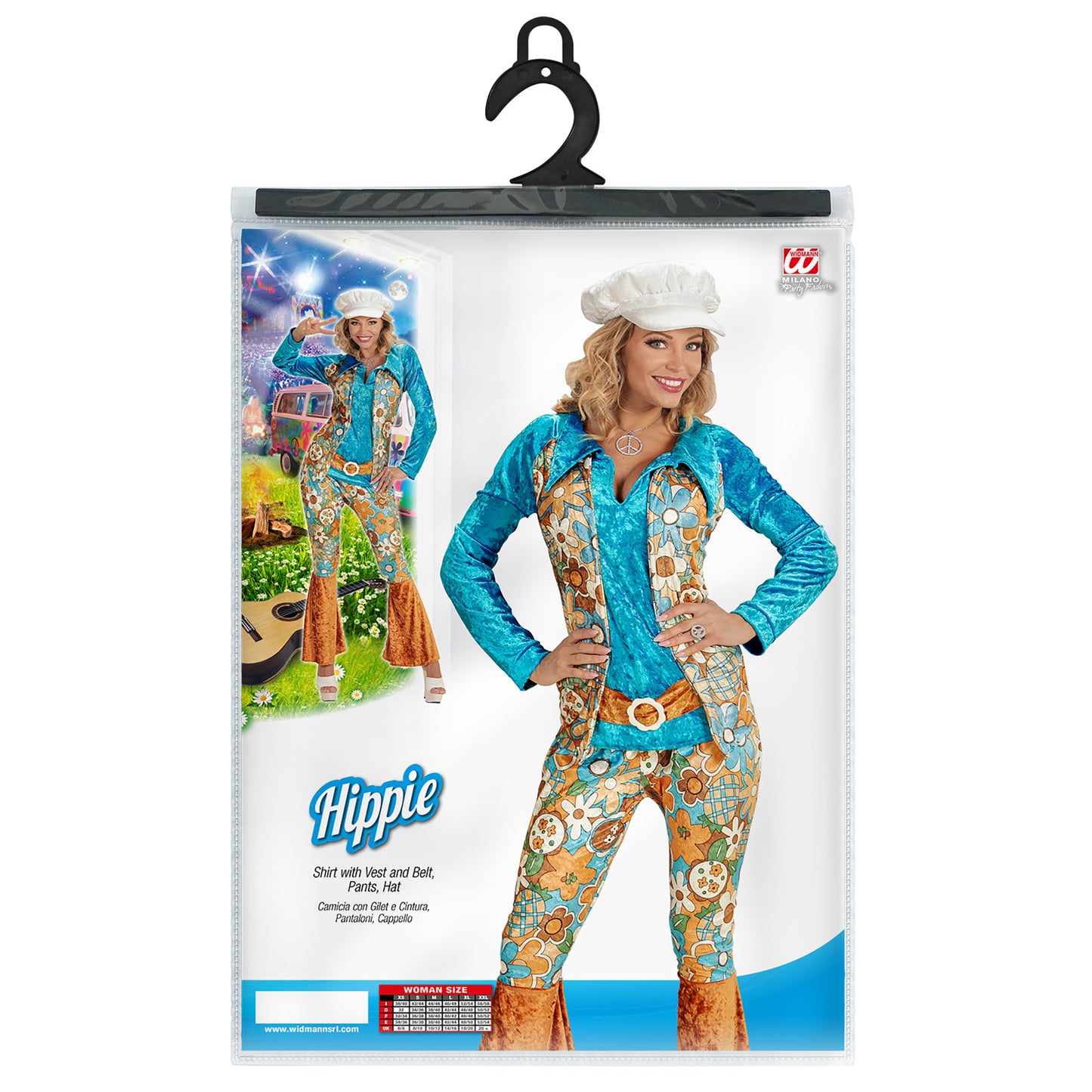 "HIPPIE WOMAN" aus Samt (Bluse mit Weste und Gürtel, Hose, Hut) – Ansicht 4
