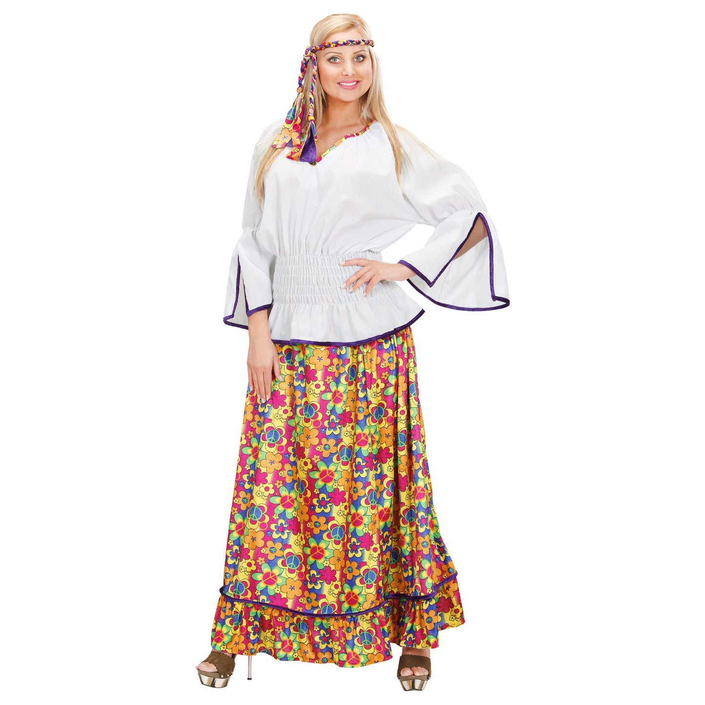 "HIPPIE WOMAN" aus Samt (Bluse, Rock, Stirnband) – Detailansicht