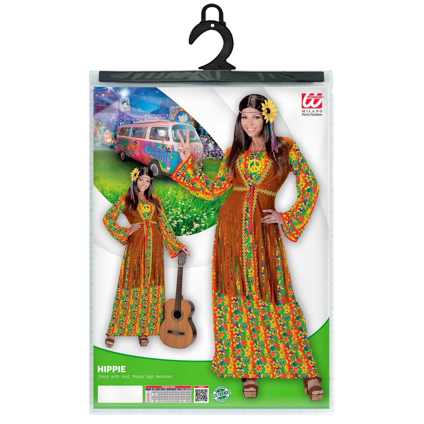 "HIPPIE WOMAN" (Kleid mit Weste, Kette mit Peace-Zeichen) – Ansicht 4