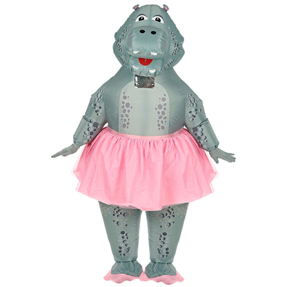 "HIPPO BALLERINA" (aufblasbares Kostüm m. integriertem Gebläse & Maske) – Vorderansicht