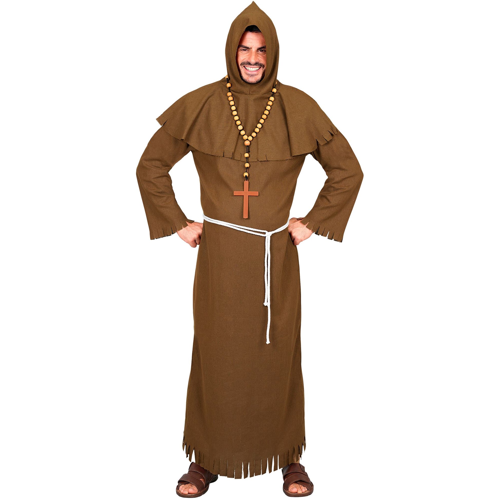 "HISTORISCHER MÖNCH" (Robe, Gürtel, Kapuze) aus dicht gewebtem Stoff – Vorderansicht