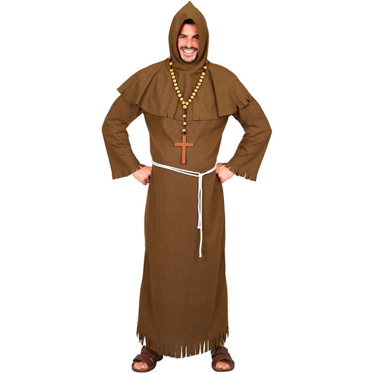 "HISTORISCHER MÖNCH" (Robe, Gürtel, Kapuze) aus dicht gewebtem Stoff – Vorderansicht